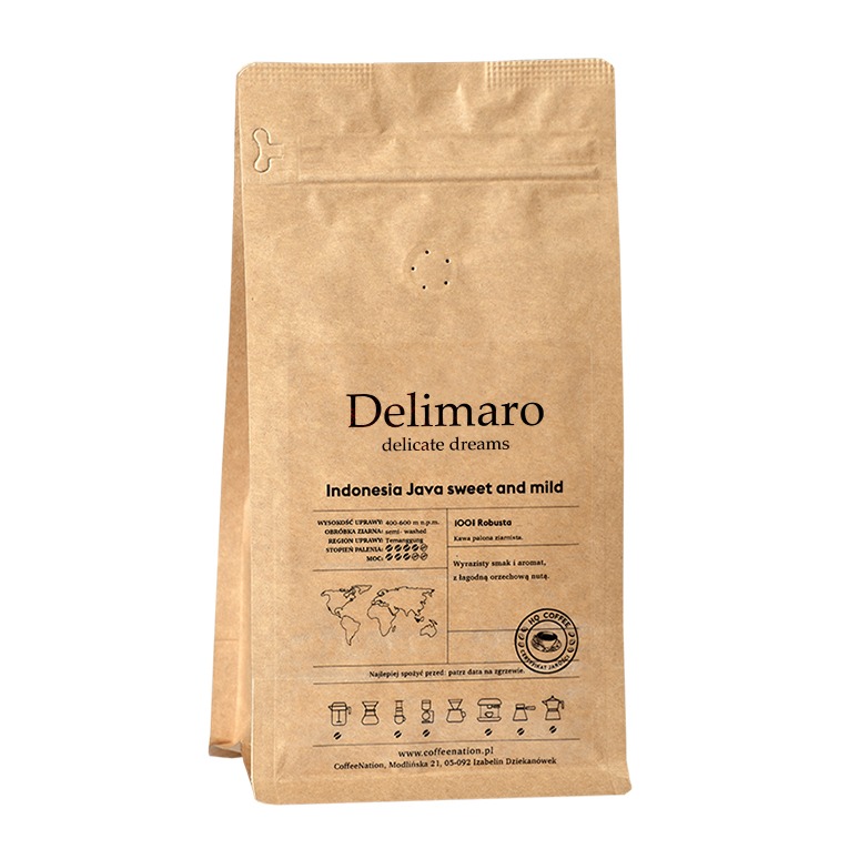 Kawa ziarnista Delimaro™ Java sweet & mild 100% Robusta (1000g)