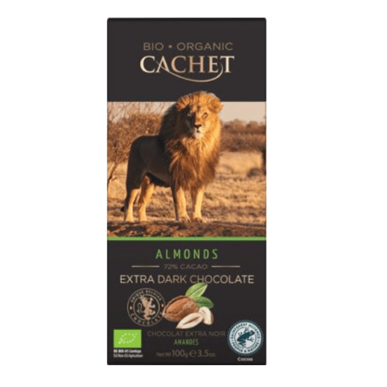 Czekolada BIO gorzka Cachet 72% migdałowa (100g)